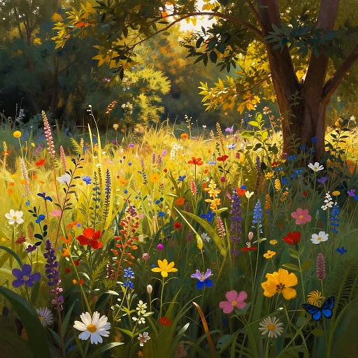 Vibrant Afternoon Meadow Landscape
