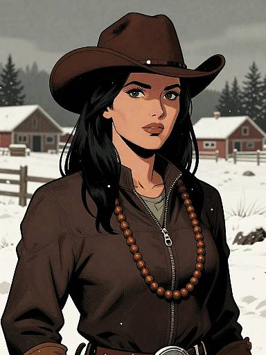 Tough Rancher Girl in Snowy Farm