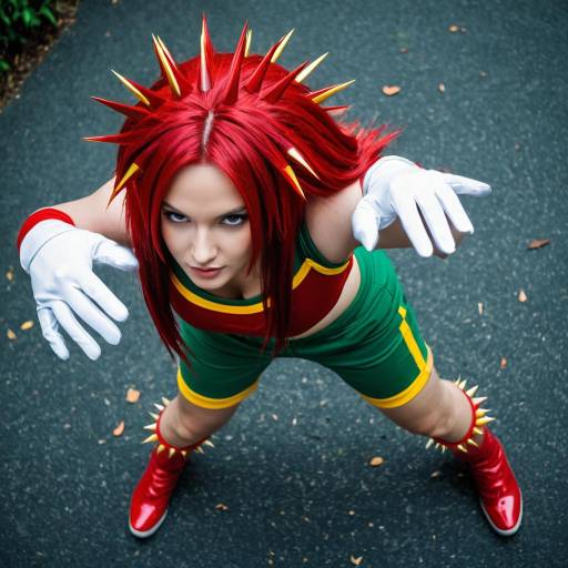 Dynamic Knuckles Cosplay with Red Hair