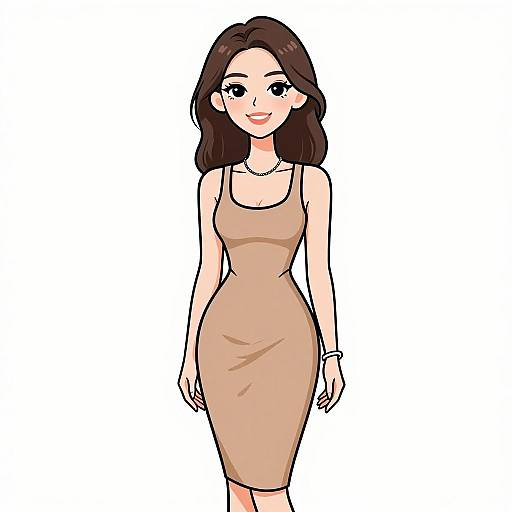 Chic Woman in Earth Tone Dress