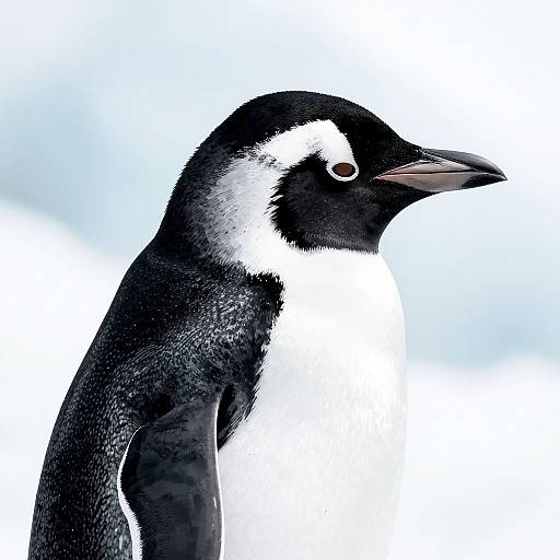 Close-up photograph of a black and white cormorant with a sharp beak, white throat patch, and detailed feather texture, against a bright