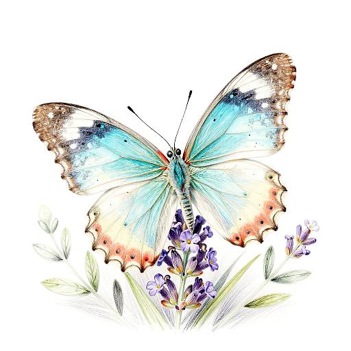 Graceful Multicolored Butterfly Sketch