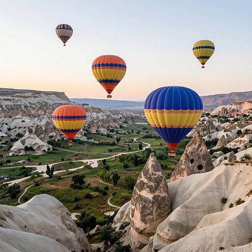 Colorful Hot Air Balloons Over Canyon