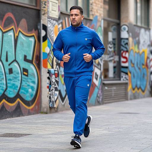 Confident Jogger in Vibrant Urban Scene