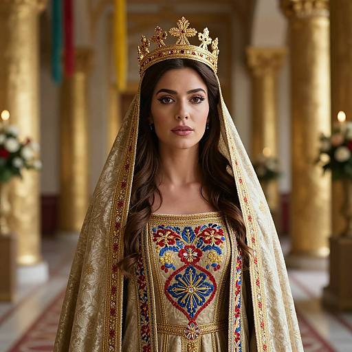 Regal Portrait of Queen Esther in Purim Costume