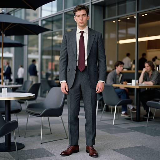 Confident Man in Stylish Suit at Café