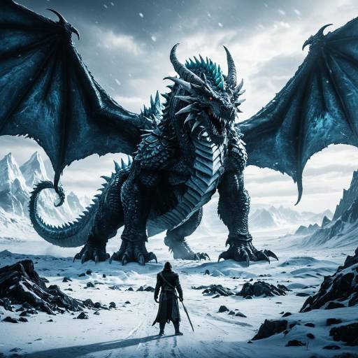 Colossal Frostwyrm Dragon in Frozen Wasteland