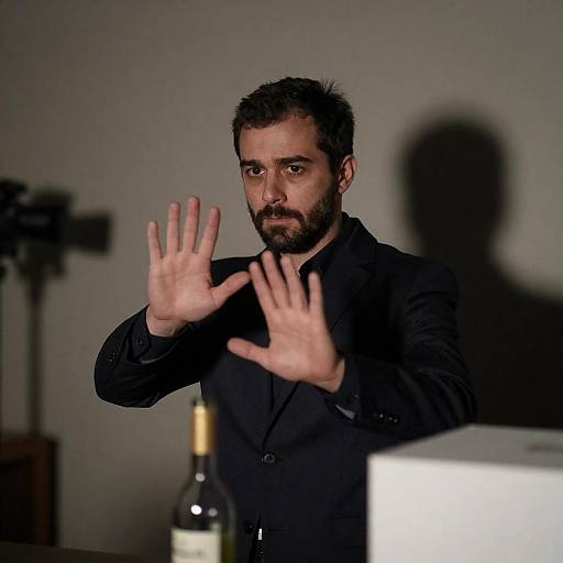 Intense Portrait in Dimly Lit Room