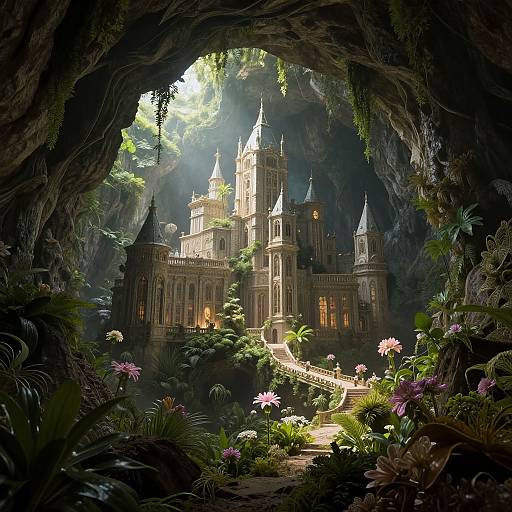 Elegant Fantasy City in Cave