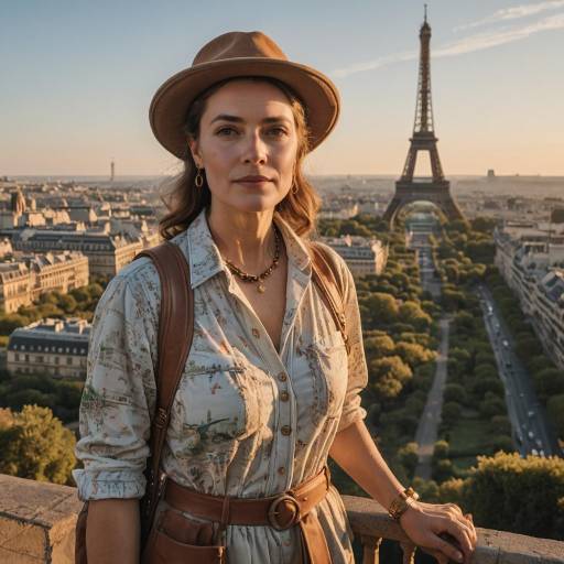 Vintage Hiker Portrait at Eiffel Tower Vintage Hiker Portrait at Eiffel Tower