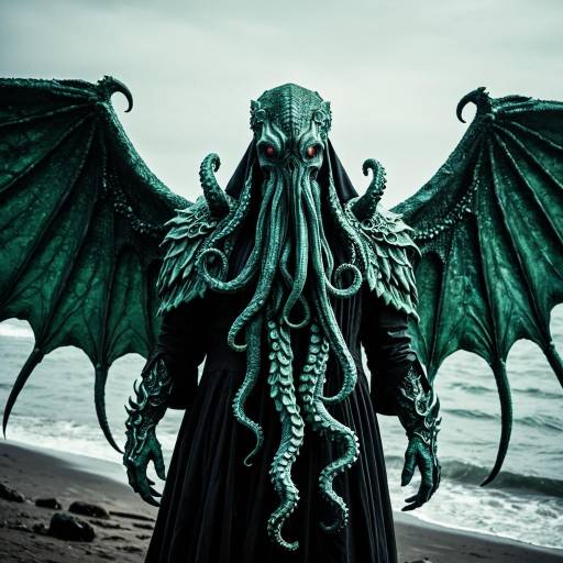 Cthulhu Cosplay with Tentacle Beard and Wings