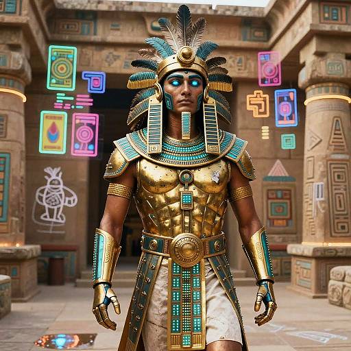 Futuristic Aztec Cybernetic Guardian