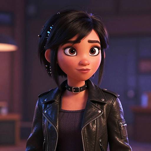 3D Animated Punk Girl Portrait