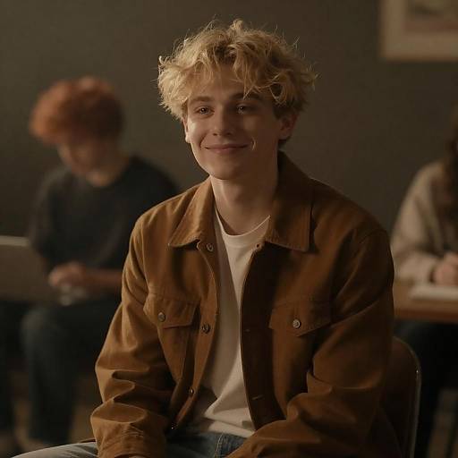 Smiling Young Man in Dim Room