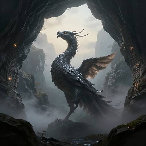 Coatl Emerging at Misty Mountain Dawn