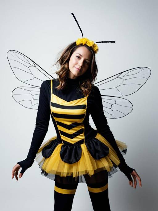 Woman in Bee Costume with Wings and Antennae