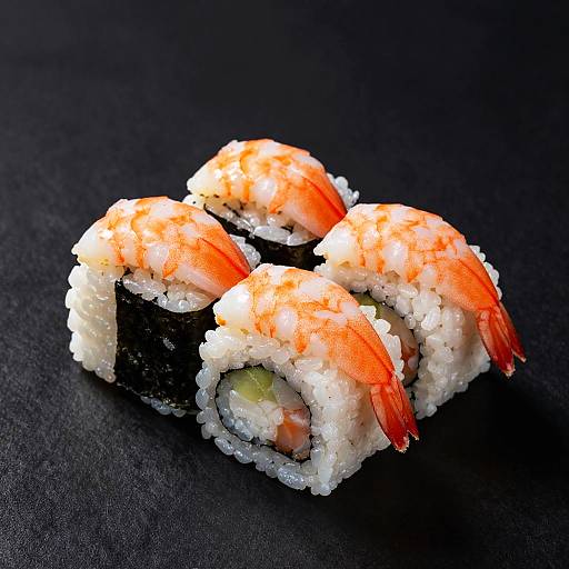 Vibrant Shrimp Sushi Rolls Photography