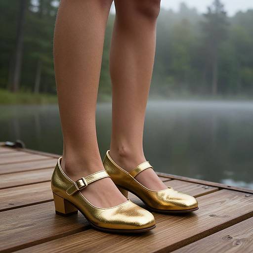 Woman on Forest Dock with Shiny Shoes