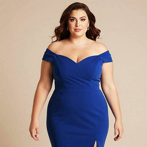Elegant Blue Dress Plus-Size Woman