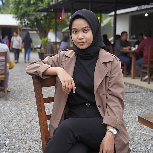 Young Southeast Asian Woman in Black Outfit