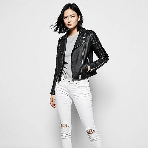 Casual Chic Woman in Leather Jacket