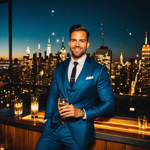 Stylish Man in NYC Rooftop Bar Stylish Man in NYC Rooftop Bar