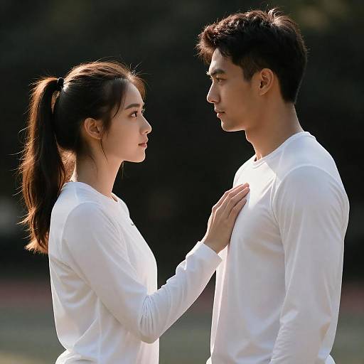 Intimate Athletic Couple in Spotlight