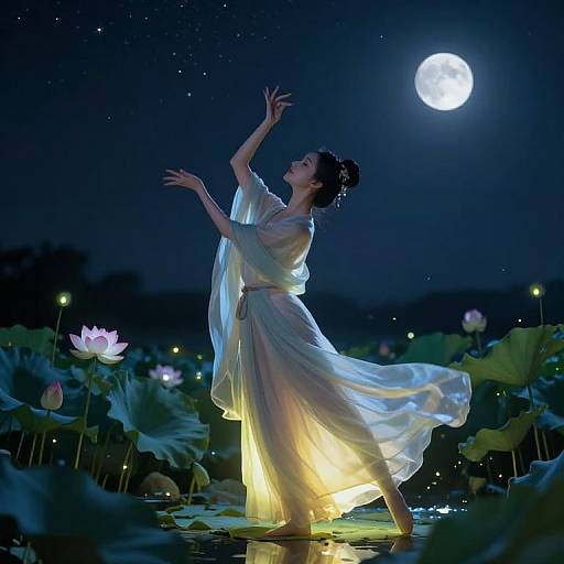 Serene Meditative Dance Under Moonlight