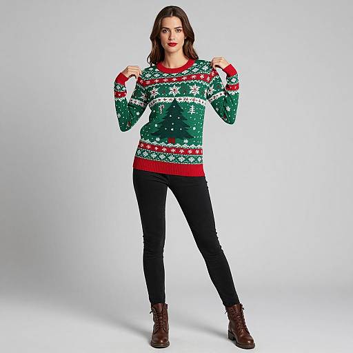 Woman in Festive Christmas Sweater