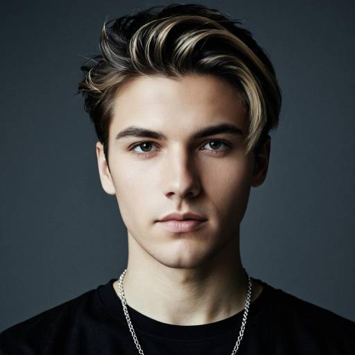 Young Man with Modern Hairstyle and Necklace