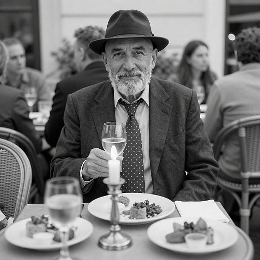 Charming Café Scene with Elderly Man