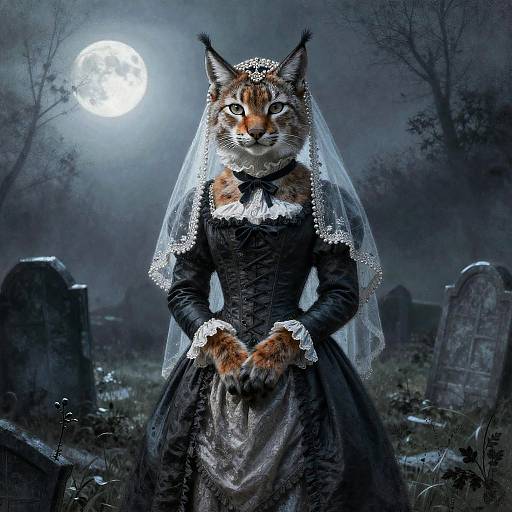 Victorian Lynx Mourning Portrait