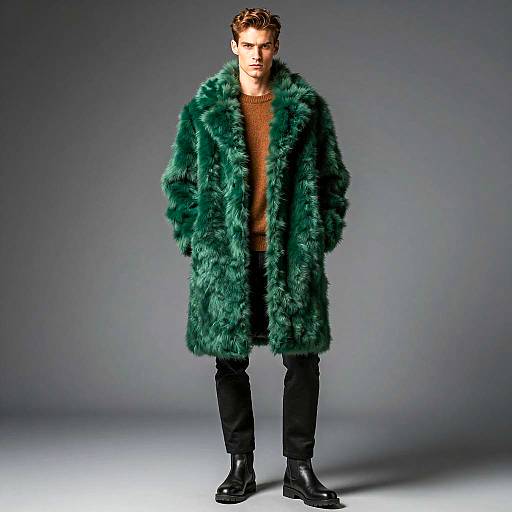 High Fashion Green Fur Coat Photo Shoot