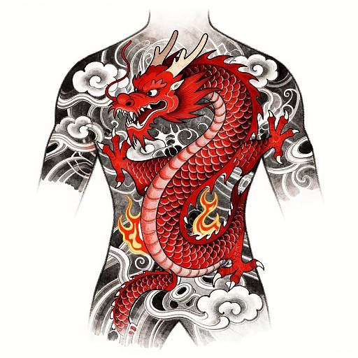 Fiery Red Chinese Dragon Tattoo