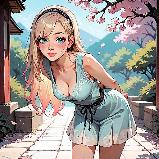 Cherry Blossom Smile in Casual Dress
