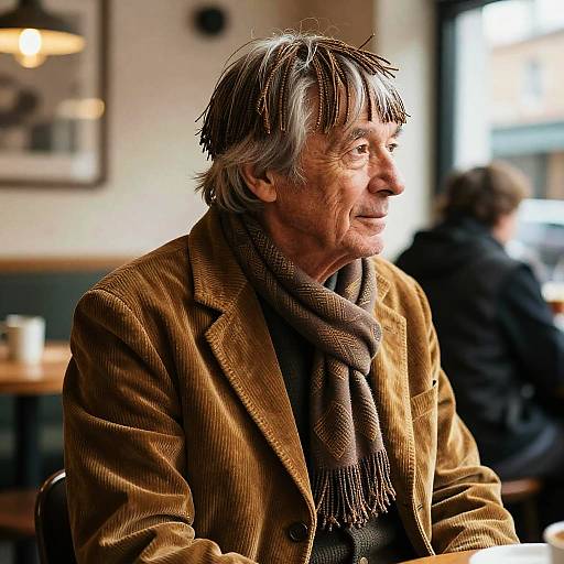 Elderly Man with Fringe Hairstyle