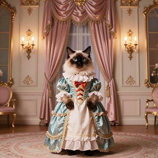 Victorian Burmese Cat in Wes Anderson Style