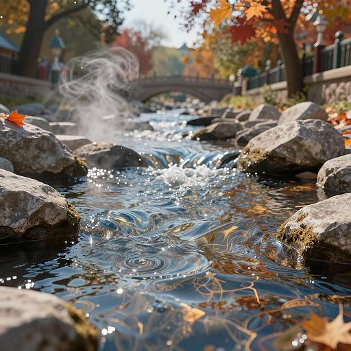 Vibrant Autumn River Scene in Detail