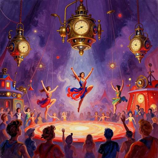 Steampunk Circus in Impressionistic Style