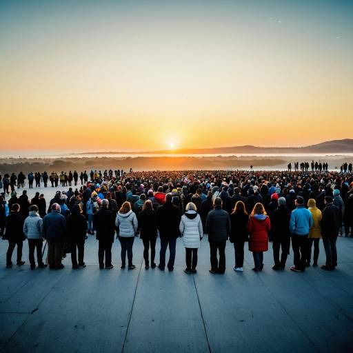 Diverse Crowd Watching Sunrise