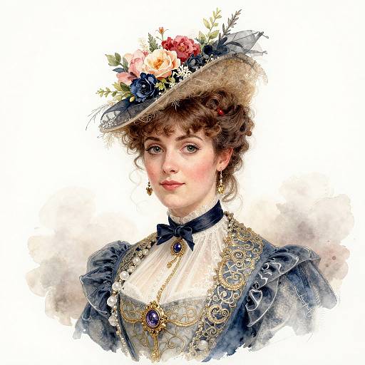 Whimsical Victorian Woman Watercolor