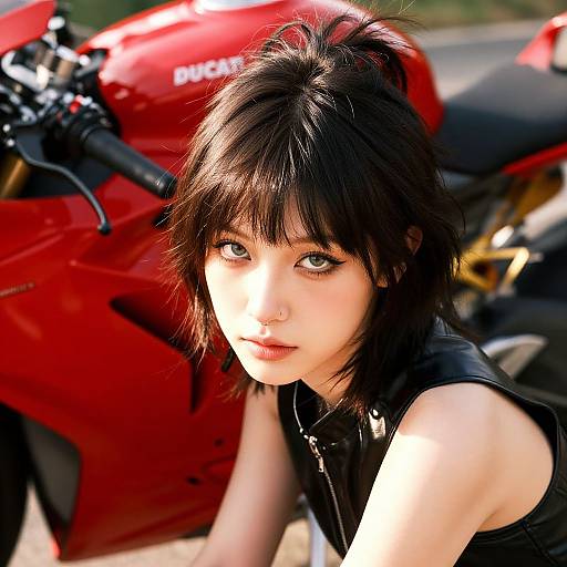 Edgy Portrait with Ducati Motorcycle