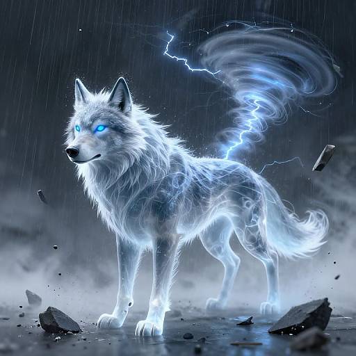 Blue Wolf Air Elemental with Storm