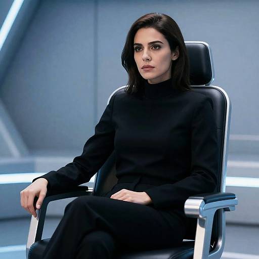 Futuristic Portrait of a Serious Woman