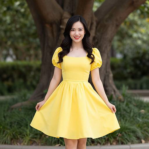 Woman in Yellow Disney Dress