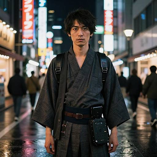 Cyberpunk Half-Japanese Man in Tokyo