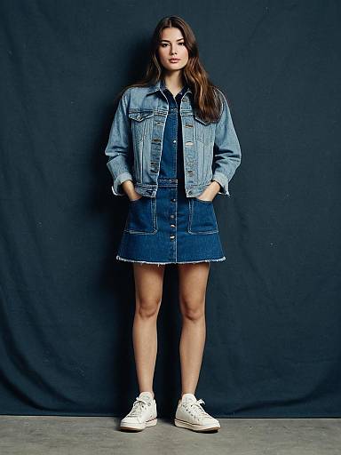 Realistic Girl in Denim Outfit