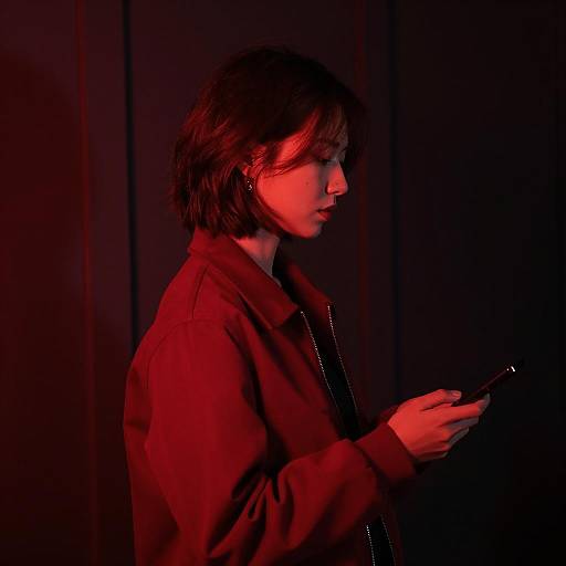 Mysterious Woman in Red Light