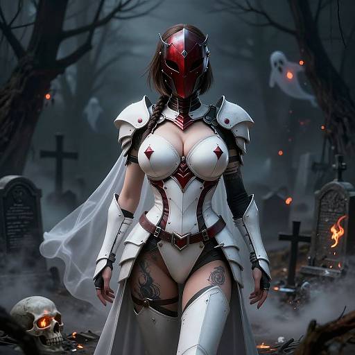 Ethereal Warrior in Apocalyptic Cemetery