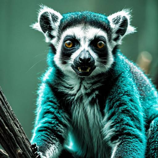 Badass Lemur in Chaotic Turquoise